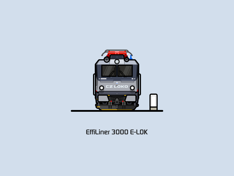 Effiliner 3000 E-lok blue illustration locomotive rail railway train