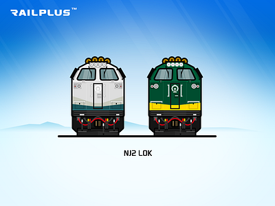 CR NJ2 blue green illustration locomotive rail railway train