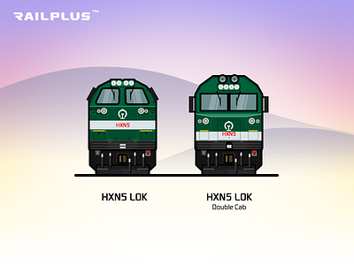 CR HXN5 green illustration locomotive rail railway red train