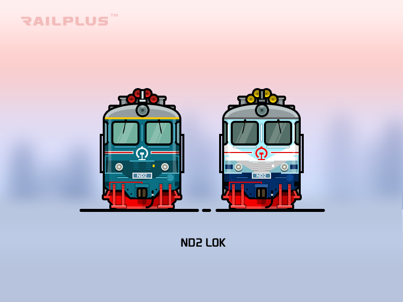 CR ND2 blue green illustration locomotive rail railway train
