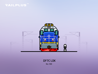 CR DF7C blue illustration locomotive rail railway train
