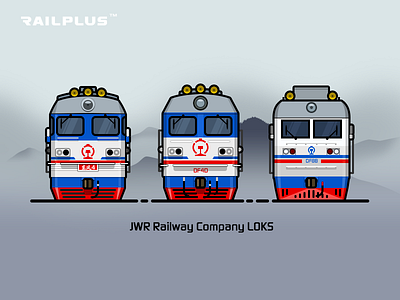 CR JWR blue illustration locomotive rail railway train