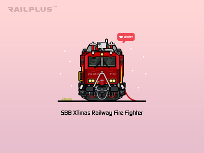 Sbb Xtmas fire illustration locomotive rail railway red swissrail train