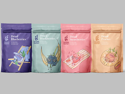 Dried Fruit Package Redesign branding design dried fruit fruit good gather illustration mixed media packaging product design surface design watercolor