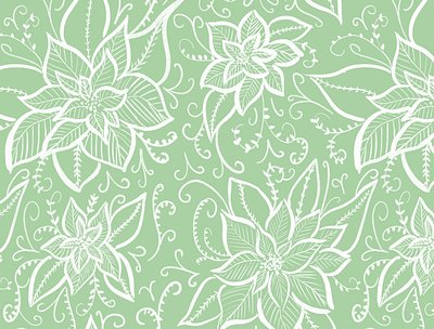 Green Poinsettias christmas illustration mixed media pattern repeat pattern surface design winter florals