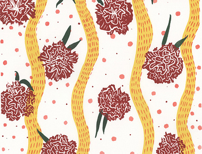 Carnations Screenprint Croquis carnation croquis design flower illustration pattern printmaking screenprint surface design