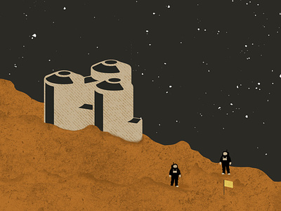 Mars Habitat branding illustration interior design