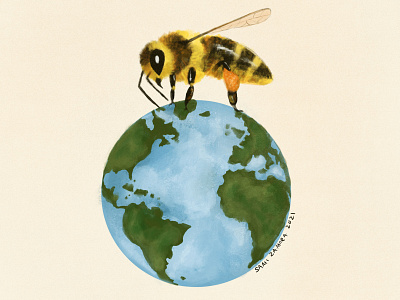 Who run the world? BEES! animal illustration bees bumblebees conservation design illustration planet earth procreate