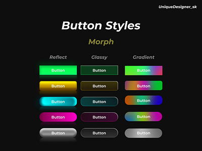 Button styles - Morph 2 3d animation app design branding button cta design figma figmadesign graphic design illustration logo morph motion graphics style ui web design