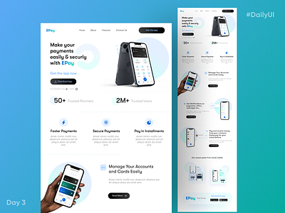 Landing Page - Epay - Daily UI Challenge , Day 3 3d app design branding design figma figmadesign illustration landing page landing page design logo payment product design ui ui challenge web design website