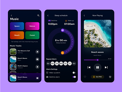 Calming Sounds Mobile App UI screens 2 by V Sai Krishna on Dribbble