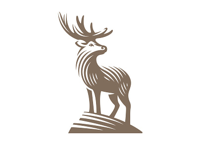 Deer animal deer icon illustration line logo style