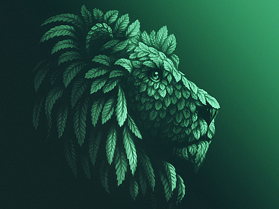 Mint Lion animal illustration leaf lion lion head