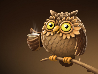 Owl and coffee coffee illustration owl