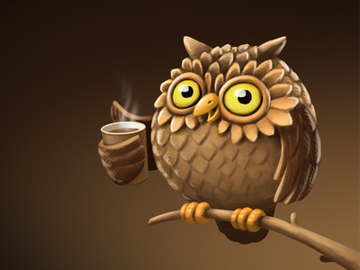 Owl and coffee