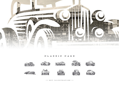 Illustrations classic cars