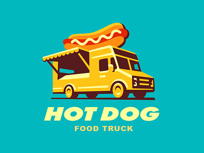 Food truck car food illustration logo truck