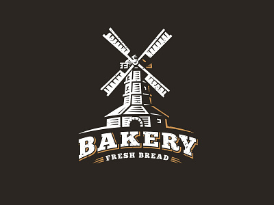 Windmill bakery emblem icon logo mill windmill