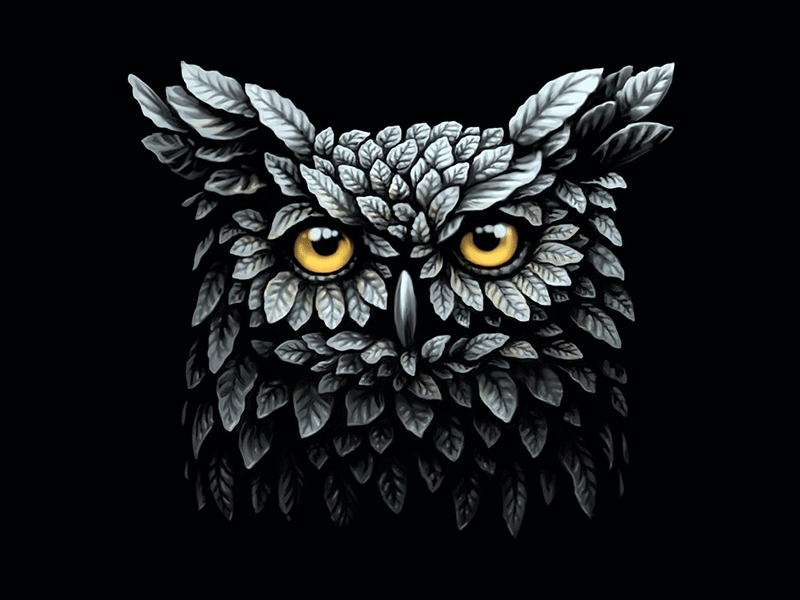 Magic owl animal illustration leaf magic owl
