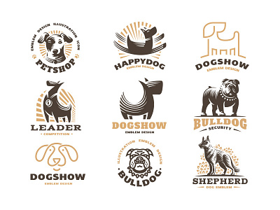 Dog bulldog dog emblem logo pet template