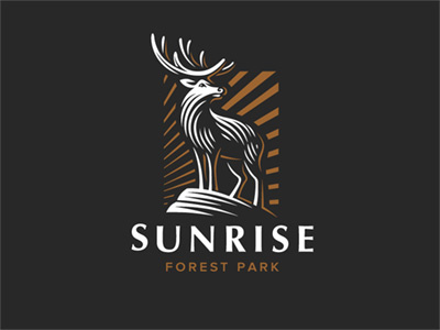 Sunrise animal deer illustration logo sunrise