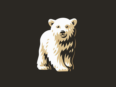 White Bear animal bear icon illustration line little logo style white