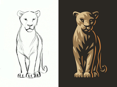 Lioness animal illistration lioness logo