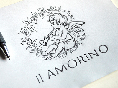 ilAmorino angel logo salon sketch wedding