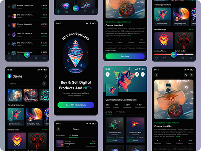 NFT Marketplace - Mobile app app art coin crypto cryptocurrency darkversion marketplace minimal mobile app design mobile design nft nft app nft collection nft design nft mobile app nft mobile app design ui user interface ux uxui design