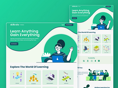 Skillcube Online learning platform landing page UI Design