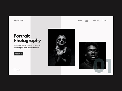 Modern Photography Website clean homepage landing page layout minimal modern monochrome photography portfolio ui design uiux web design website