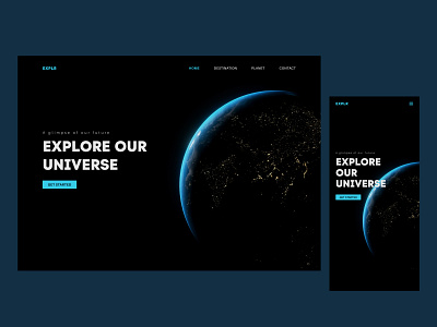 Exploration Web UI Concept branding clean earth explore landing page minimal planets space ui universe ux website design