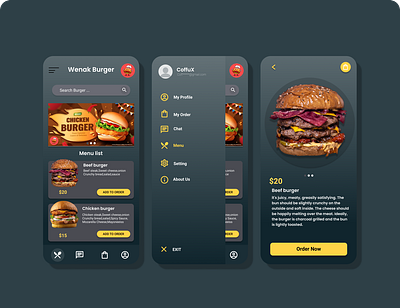 Wenak Burger Mobile App Design branding graphic design ui