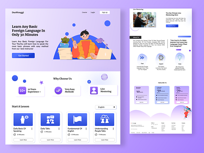 Landing Page - Language Learning Website app branding design graphic design illustration ui ux web design