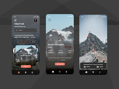 Redefine your Travel Experience with Hike Trail! 3d app branding design direction graphic design hike location mountains typography ui ux