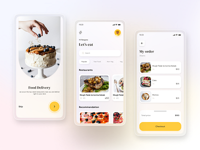 Food App 3d app branding delivery design food illustration logo online typography ui ux vector