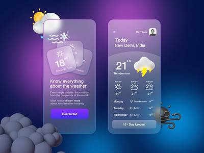 Weather forecast app 3d app branding design illustration logo typography ui ux vector weather
