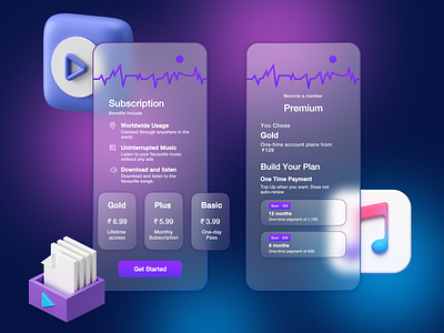 Music Player App 3d app branding design illustration logo music music player app typography ui ux vector