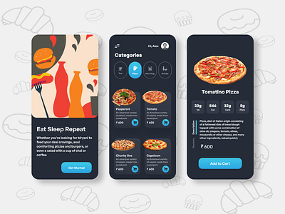 food ordering app 3d animation app branding design food ordering app graphic design illustration logo motion graphics typography ui ux vector