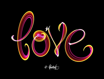 Love calligraphy design digital florinf love raster
