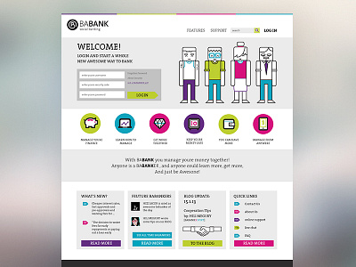 Babank Hompage bank finance icon illustration money social web design website