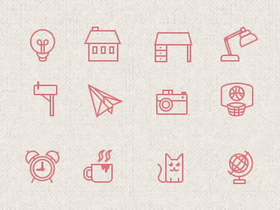 Personal Icon set alarm bulb camera cat coffee desk dribbble globe home icon icon set icons instagram lamp mailbox