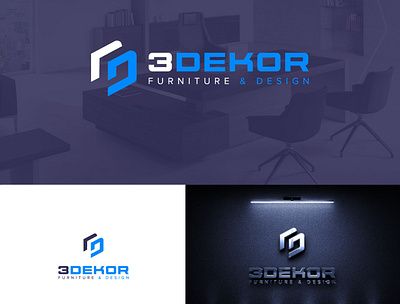 D letter logo for 3DEKOR branding graphic design