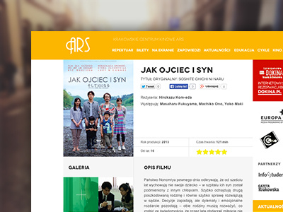 Ars ars cinema cracow film flat layout movie web webdesign website