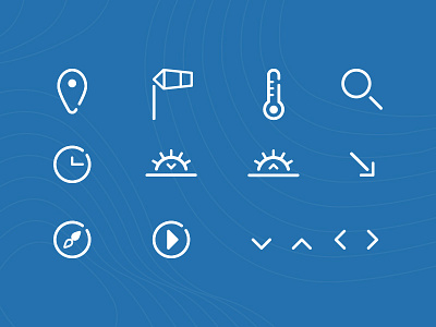 Icons Set arrows blue icons location play rounded search set simply sun wind