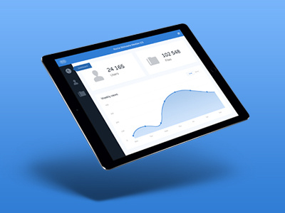 Library media - iOS App blue dashboard flat interface ios ipad
