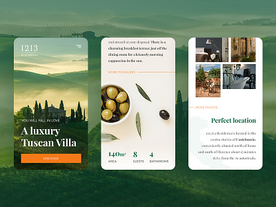 Tuscan Villa clean concept design flat green holiday italy mobile orange rent simple tuscany villa web