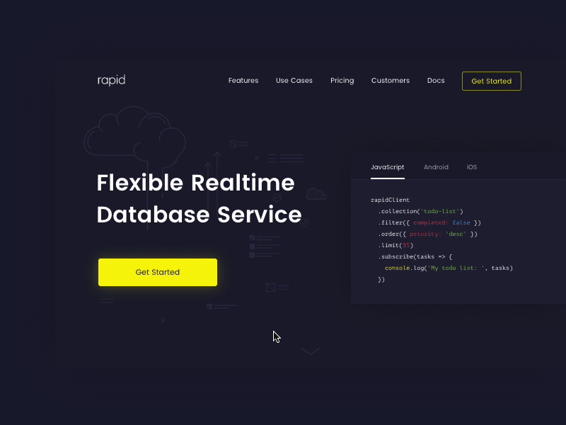 Rapid - Website database purple rapid realtime website yellow