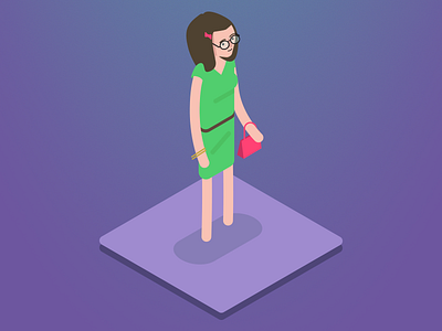 Isometric illustration girl illustration isometric purse