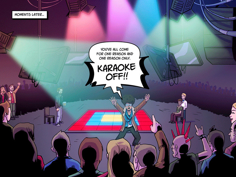 Karaoke-off panel color colour comic gif illustration karaoke